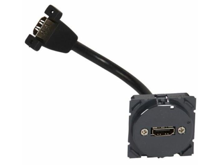 Prise audio et vidéo HDMI version 2.0 Type-A Céliane pré-connectorisée - LEGRAND - Réf 0 673 77