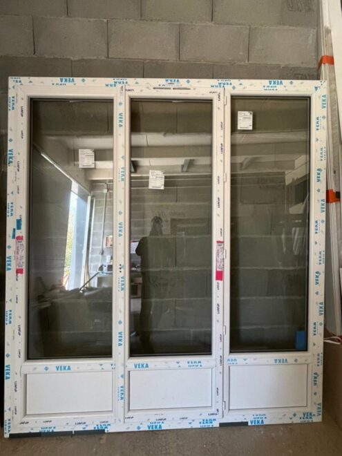 Porte-fenêtre Neuve PVC Double Vitrage Argon Largeur 2070 mm X Hauteur 2290 mm - 3 vantaux