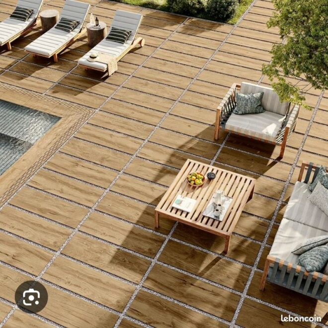Carrelage pour terrasse imitation parquet Love Tiles Dark Beige